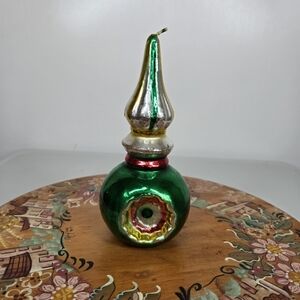 Vtg Leadless Wick Candle Indent‎ Ornament Style Red Green Unlit Made In Italy